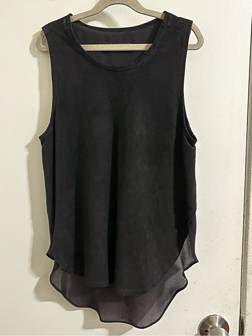 10 Corso Black Sleeveless Top Suede Chiffon Tank
